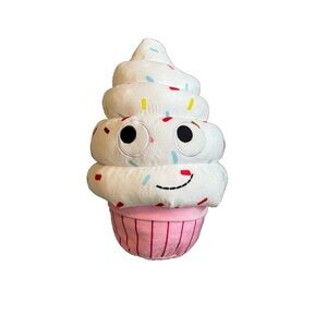 Large Soft Serve Ice Cream Plush 15” Pink & White Cupcake Style Stuffed Toy